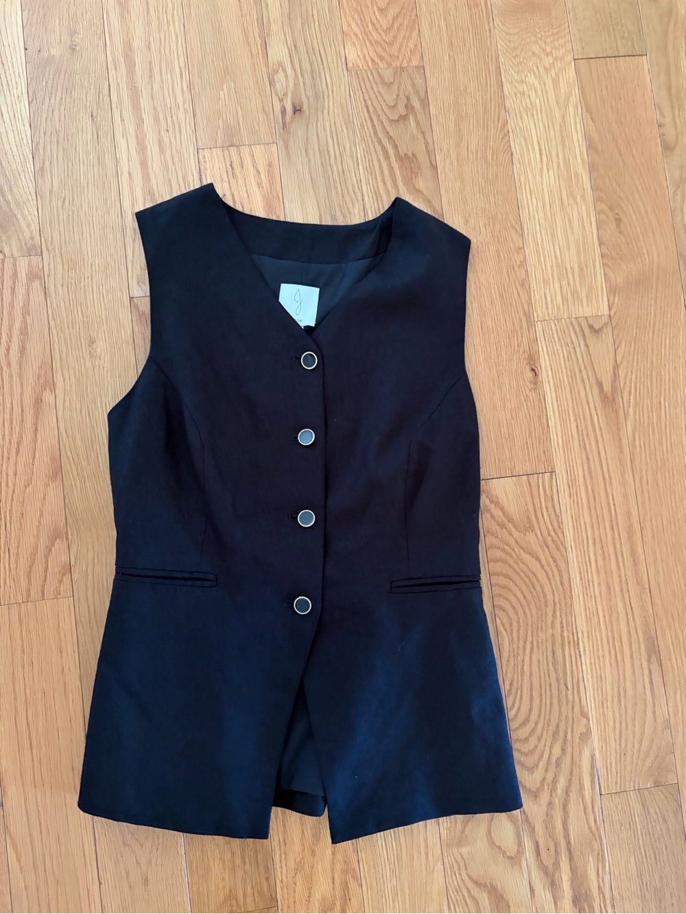 Joie Black Sleeveless Button-Front Vest Jumpsuit